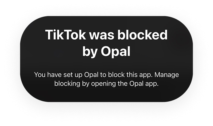 TikTok was blocked by Opal notification